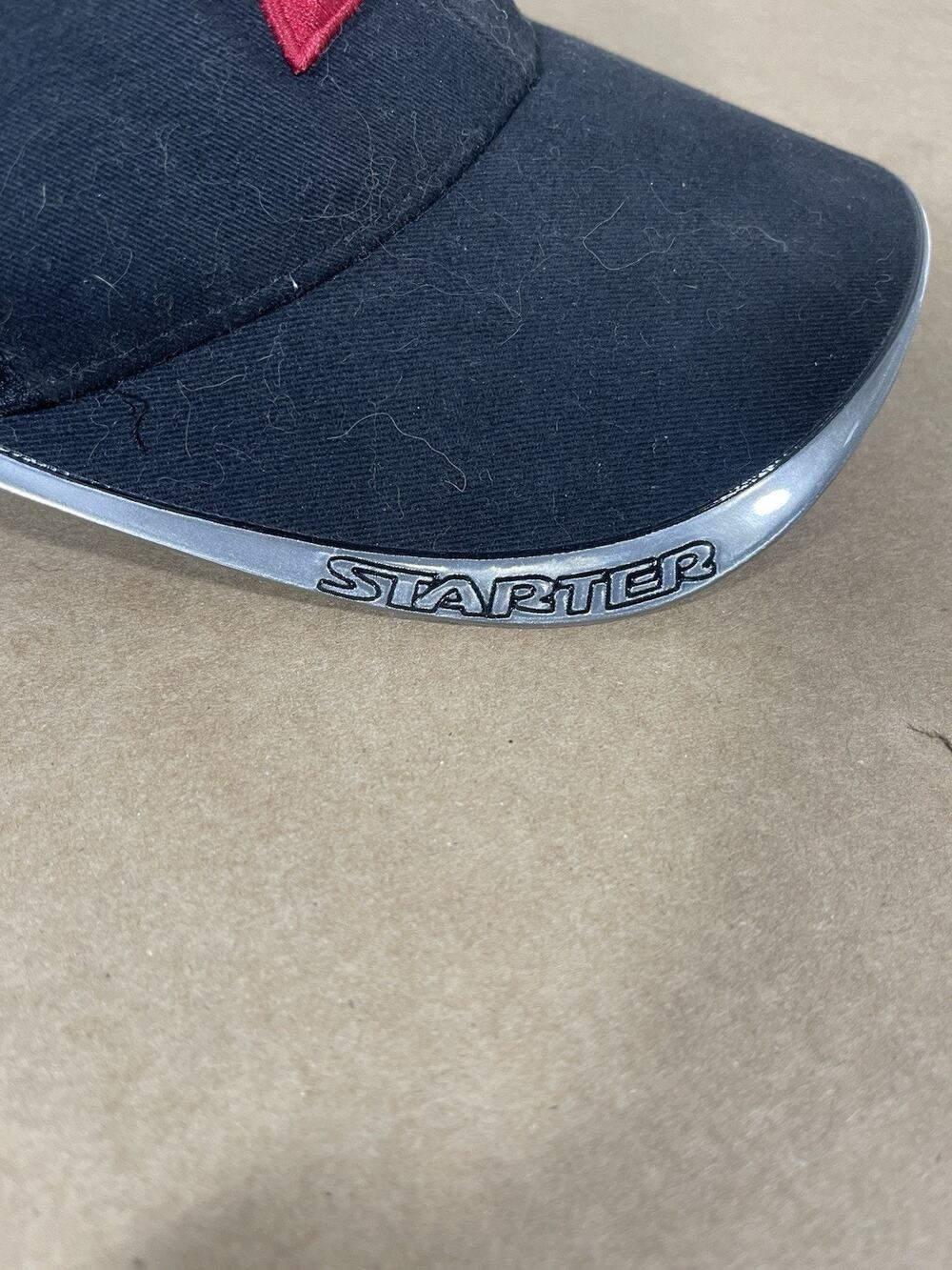 Vintage 90s Starter Snapback Hat Silver Hard Brim Rare Logo Cap Y2K